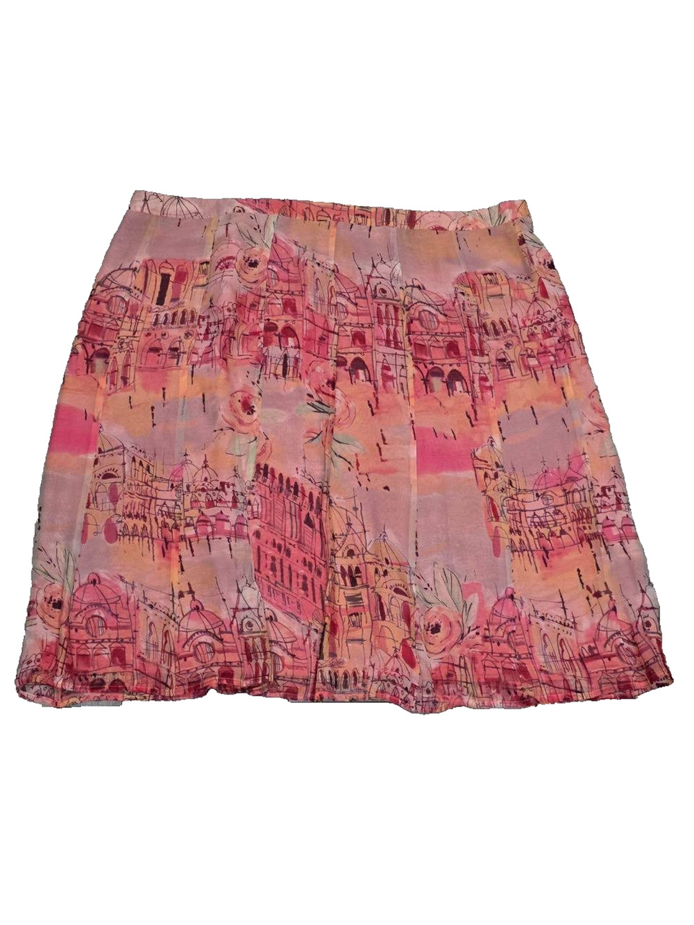 Avenue Silk Skirt art to wear for Women Pink multi town Sz 22 A004071